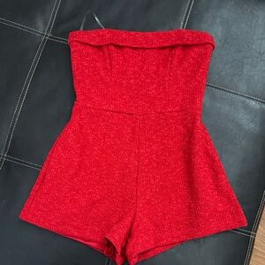 Altar'd State Red Strapless Romper
